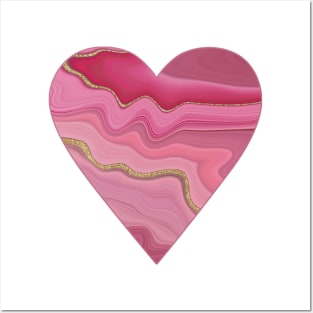 creative heart patterned with pink gold slice agate Posters and Art